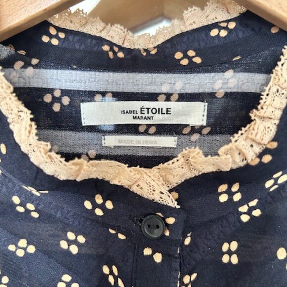 Reafi lace-trimmed printed cotton-mousseline blouse - Picture 3 of 7